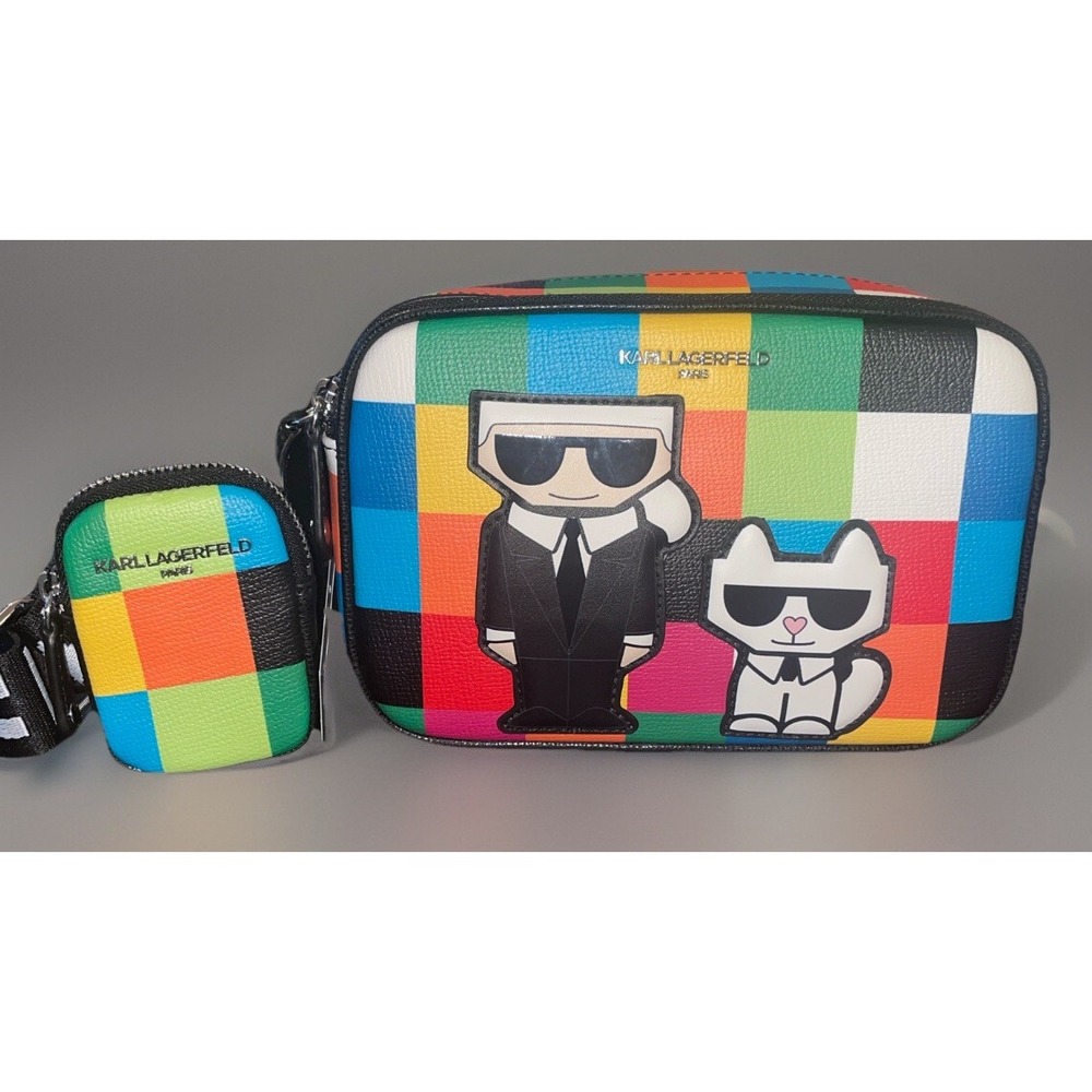 Karl Lagerfeld Paris Maybelle Multicolor Crossbody Camera Bag Handbag NWT $178‎